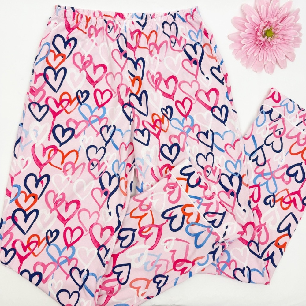 BedHead Pajamas Hearts Organic Cotton Two (2) Piece Pajama PJ Set Pink - Picture 9 of 16